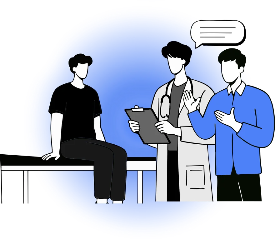 Illustration of an interpreter working in a healthcare setting