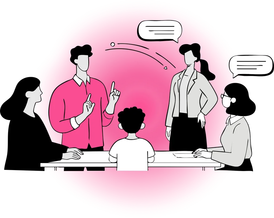 Illustration of an interpreter working in a enterprise setting